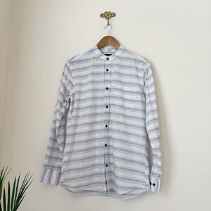 Cortigiani Striped Long Sleeve Shirt Men's Medium Luxury Coastal